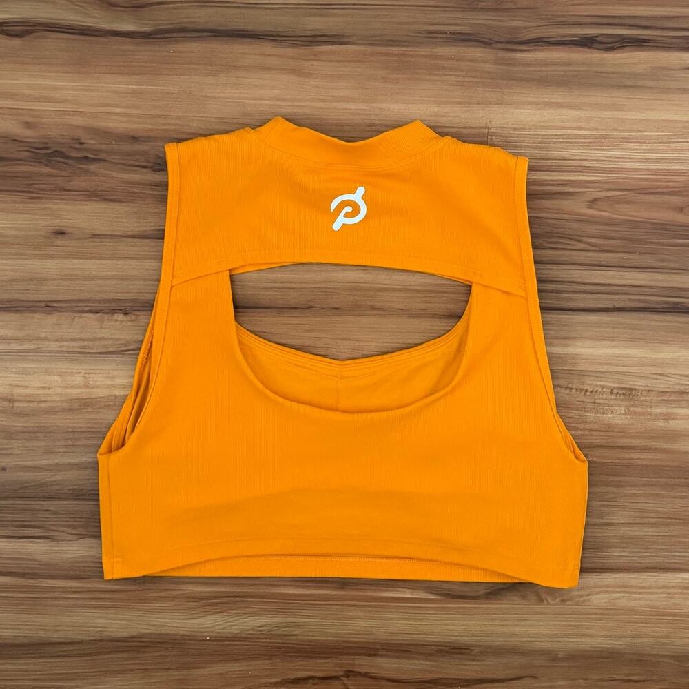Peloton Orange Cutout Sports Bra Crop Top Women's Size M Athletic Workout